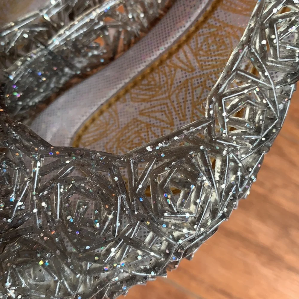 Jelly Mary Jane Shoes for Baby Girl Size 6 Silver Glitter Princess Dress Up